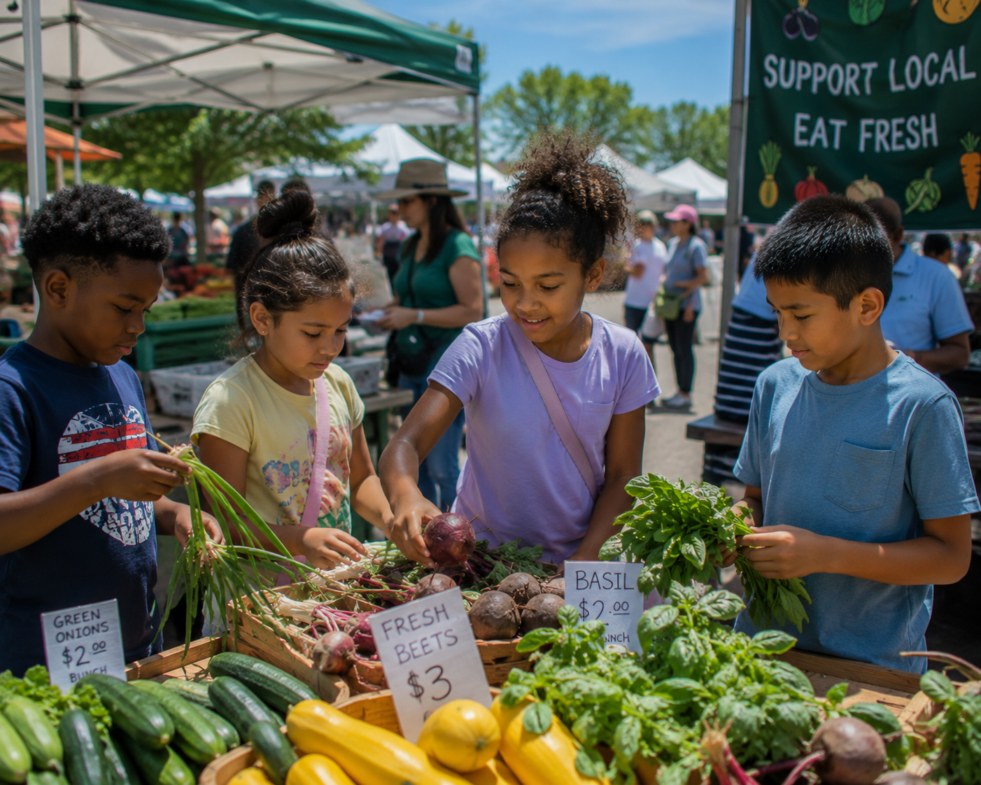 Kids at farmers market
